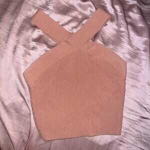 Aritzia Babaton Sculpt Knit Cropped Criss Cross Tank